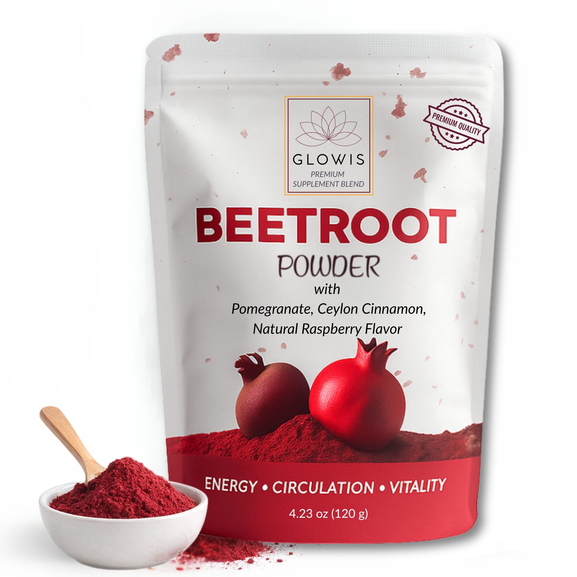 Glowis beetroot powder 4-in-1 clean energy blend premium