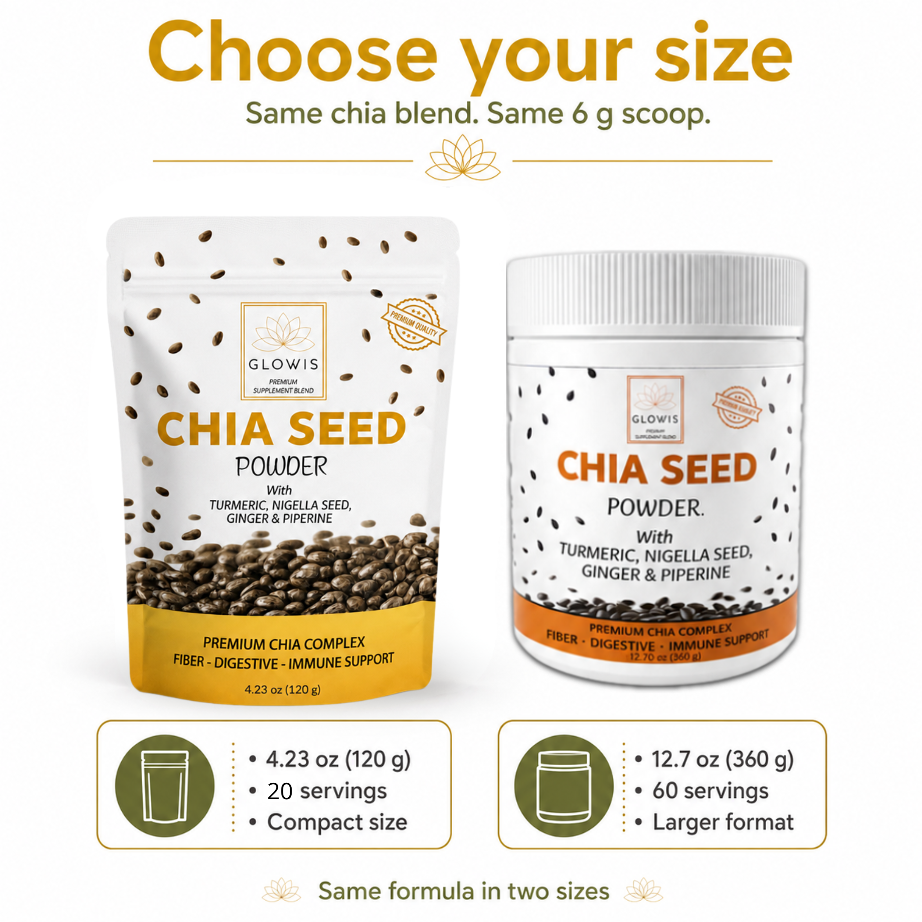 Chia Seed Powder 5-in-1 Superfood Blend | Chia, Turmeric, Black Seed & Ginger