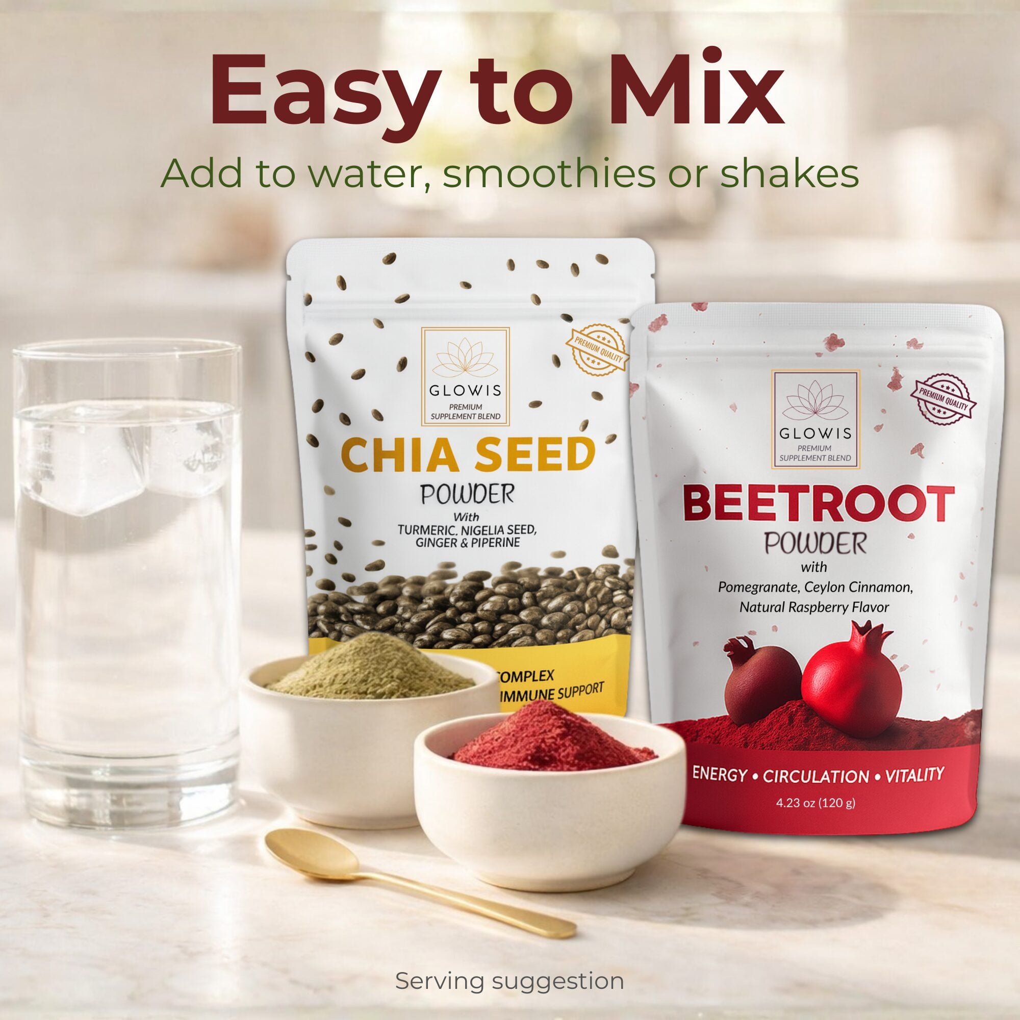 Glowis daily wellness duo bundle — chia + beetroot - premium organic supplement
