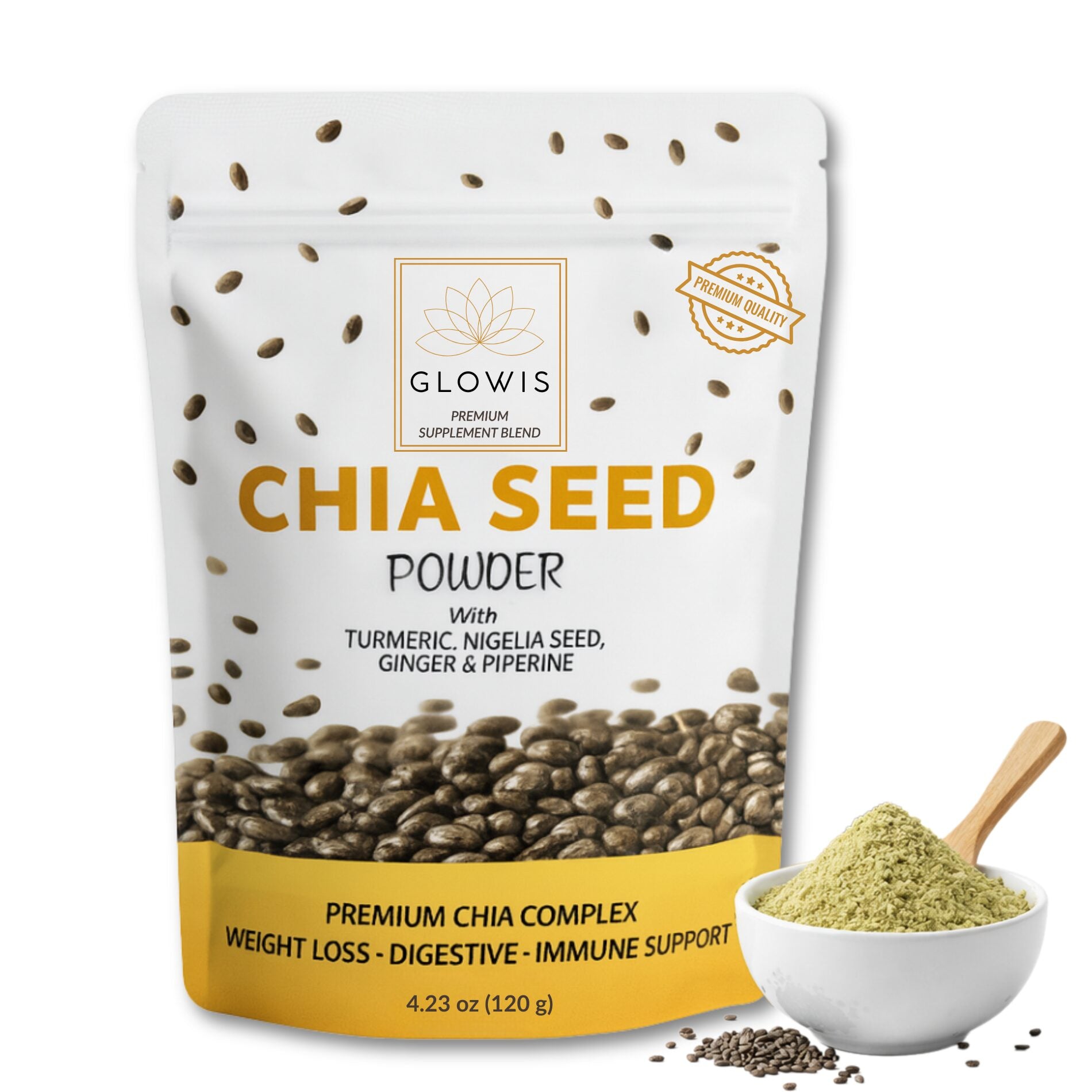 Glowis chia seed powder 120g premium doypack packaging