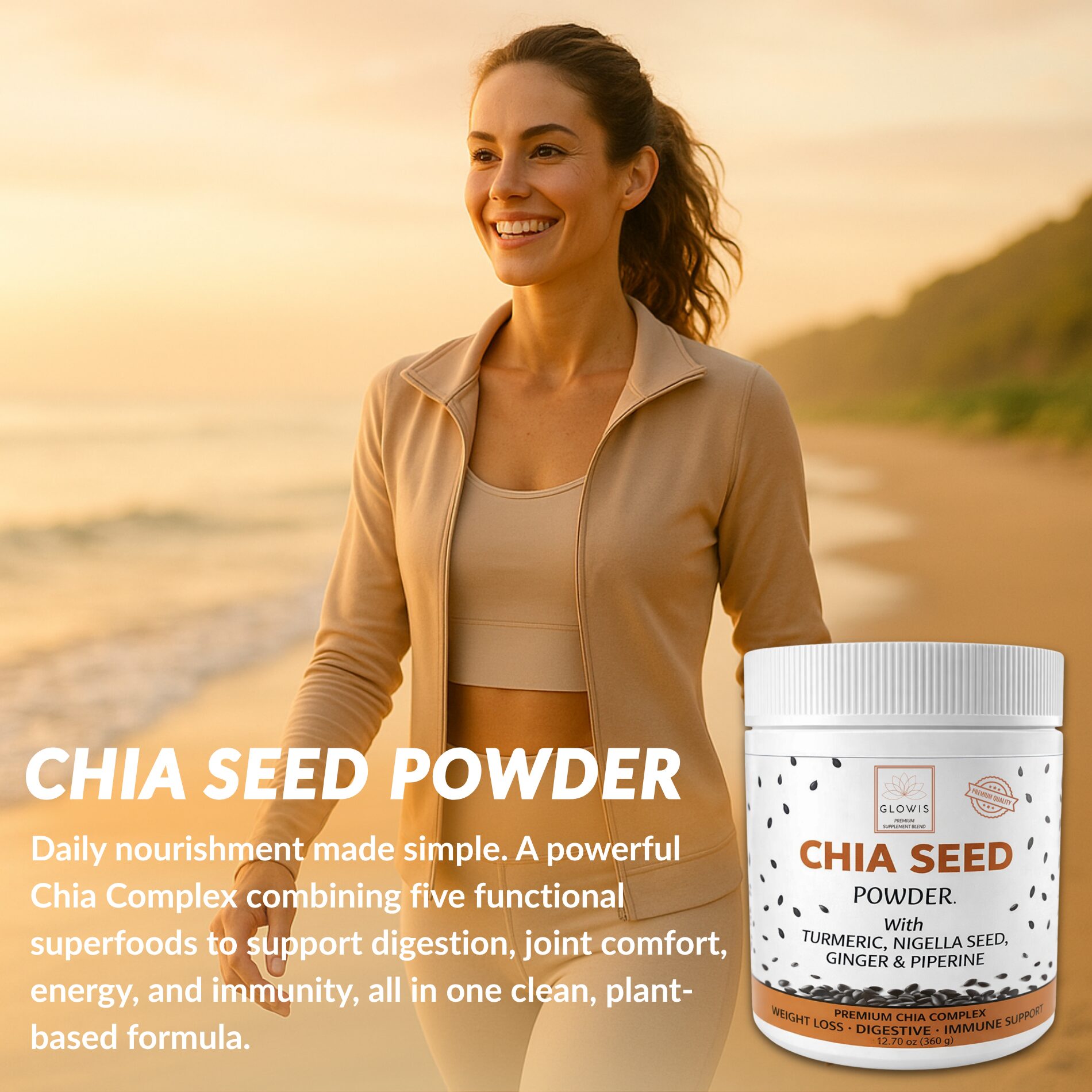 Glowis chia powder 360g lifestyle morning routine