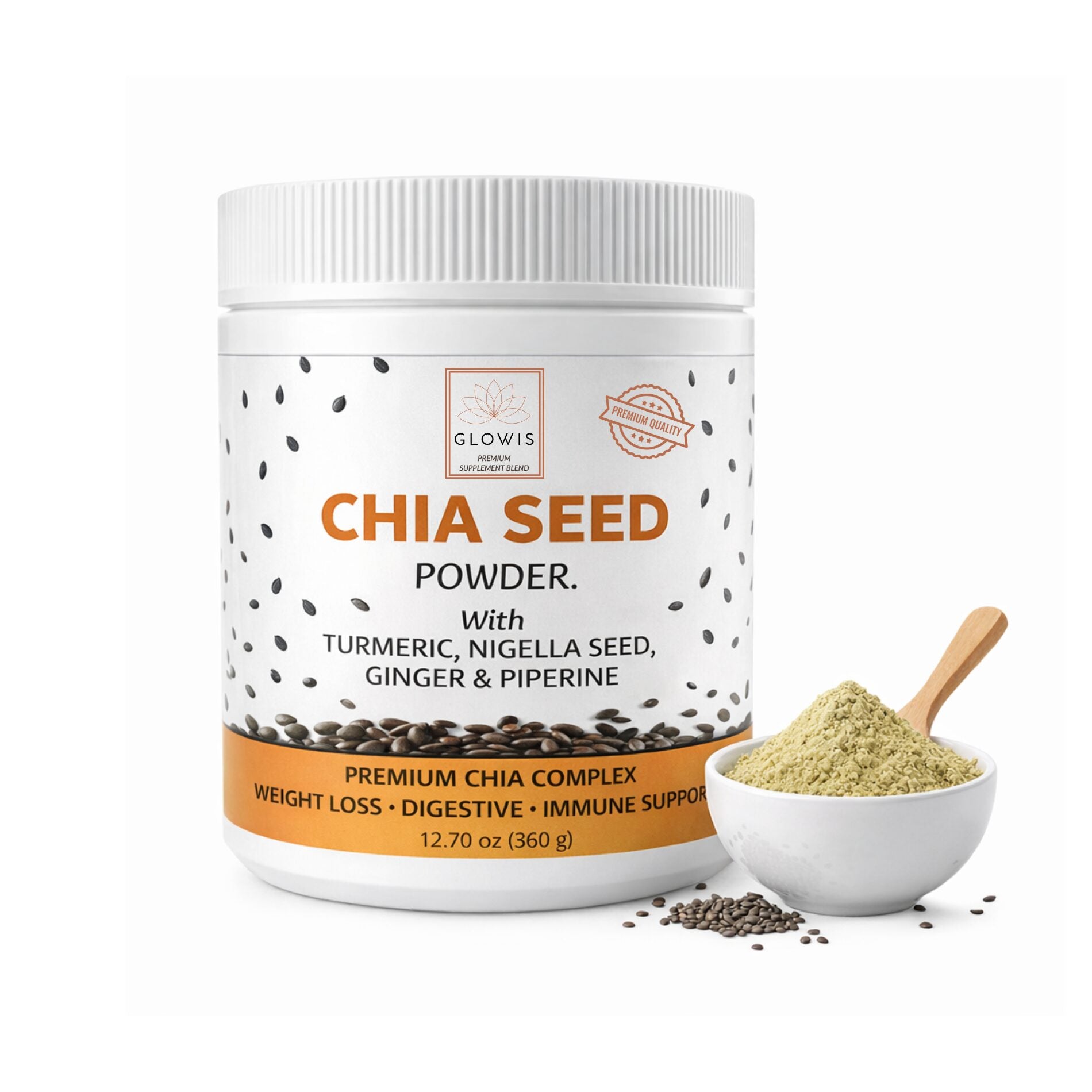 Glowis chia seed powder 12.70oz 60 servings jar - best value
