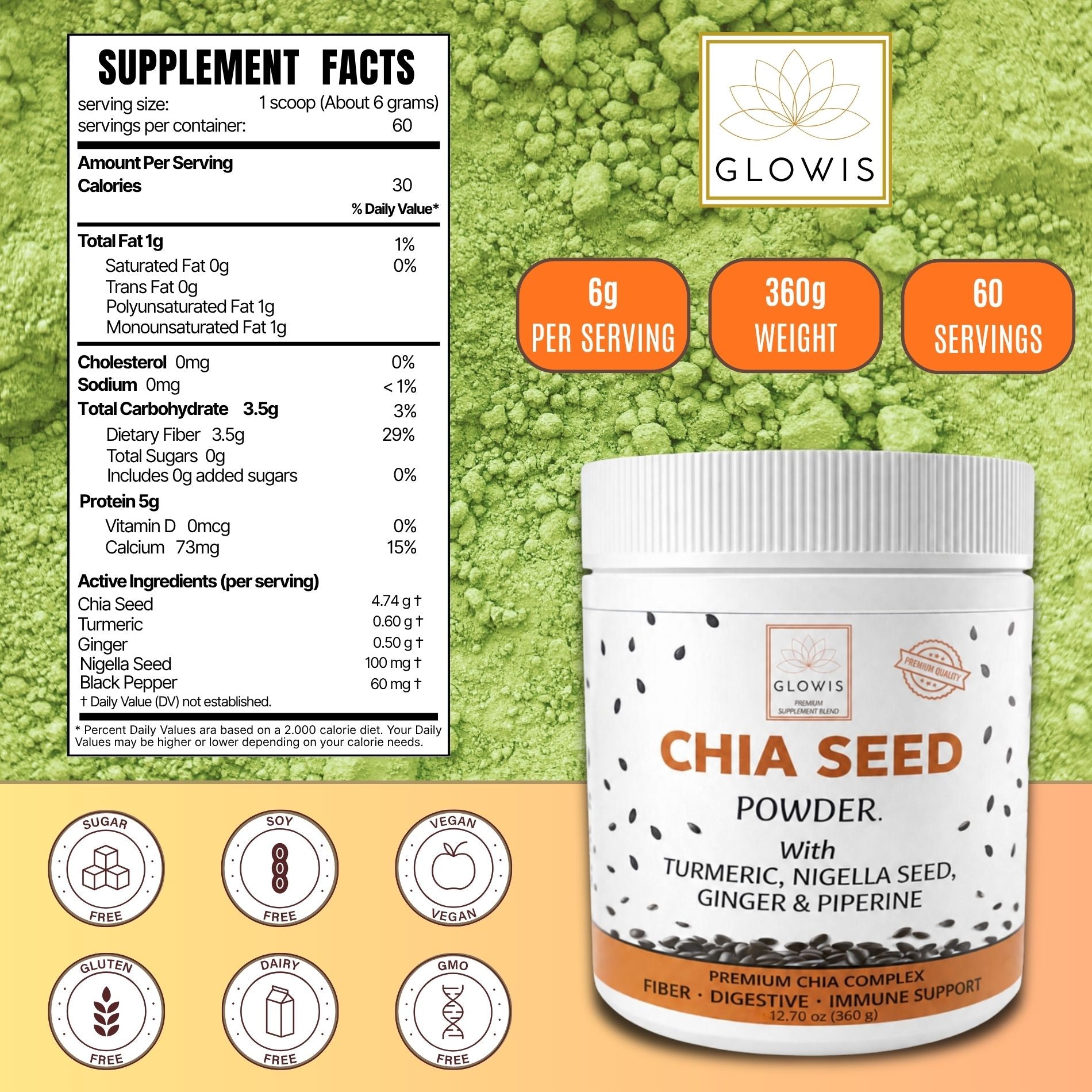 Chia Seed Powder 5-in-1 Superfood Blend | Chia, Turmeric, Black Seed & Ginger