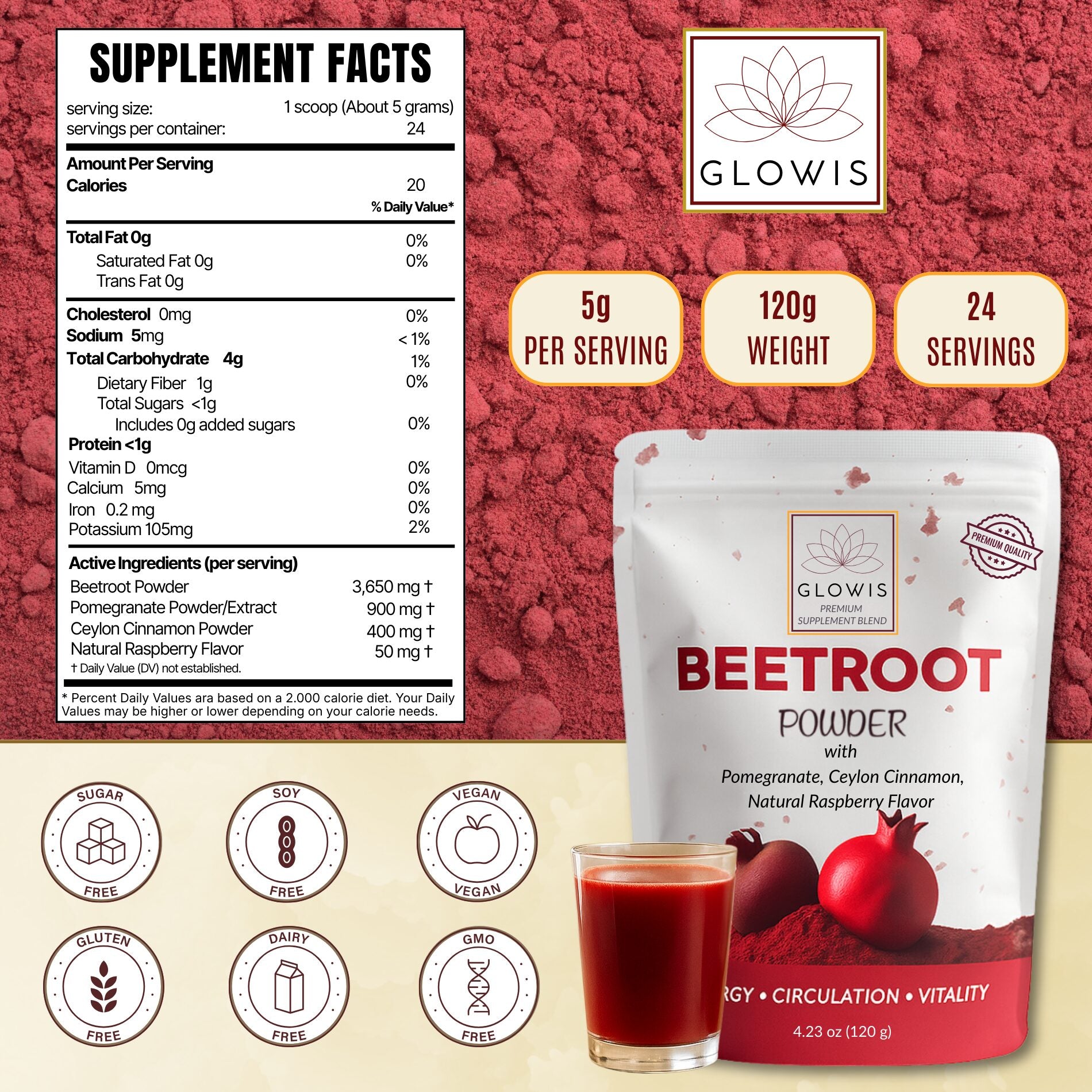 How to use Glowis beetroot powder - one scoop before workout in water